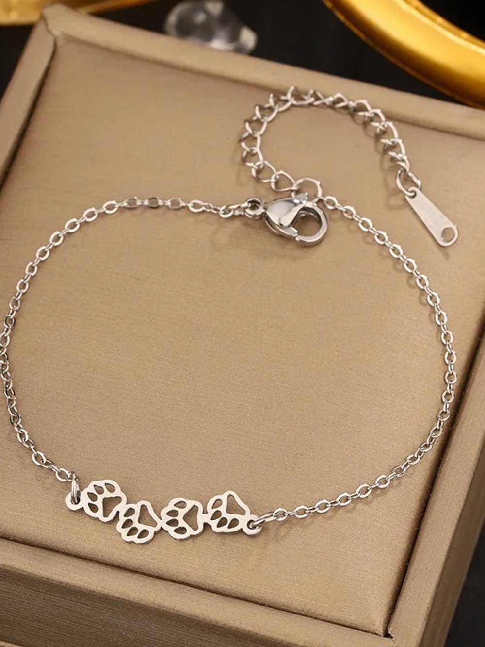 Sterling Silver Paw Print Bracelet for Women